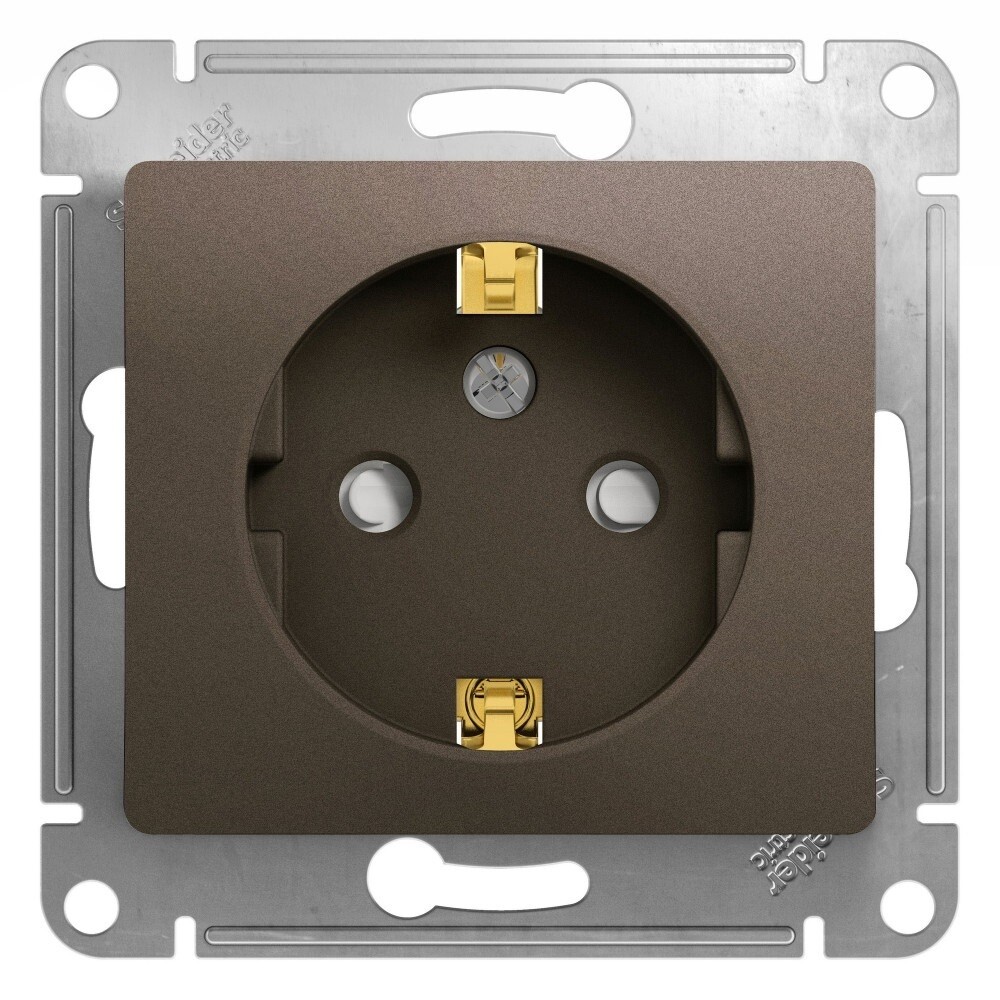 Розетка Systeme Electric Glossa встраиваемая шоколад со шторками (GSL000845)