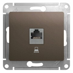 Изображение товара Розетка компьютерная Systeme Electric Glossa встраиваемая шоколад RJ45 (GSL000881K)