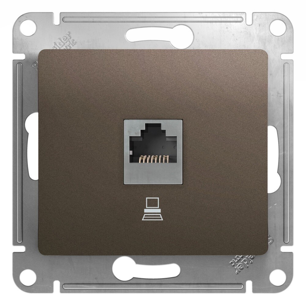 Изображение товара Розетка компьютерная встроенная RJ45 категории 5е Systeme Electric Glossa коричневая