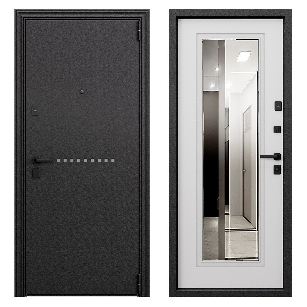 Изображение товара Входная дверь Torex Крафт Скай Беленый правая с зеркалом 860х2050 мм