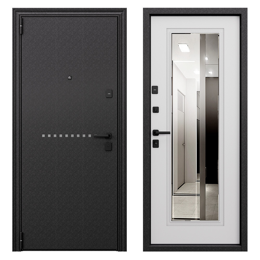 Изображение товара Дверь входная Torex Крафт Скай Беленый левая с зеркалом 950х2050 мм