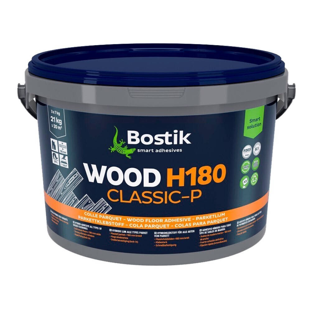 Изображение товара Клей для паркета полимерный гибридный Bostik Wood H180 Classic STP однокомпонентный 21 кг Изображение товара Клей для паркета полимерный гибридный Bostik Wood H180 Classic STP однокомпонентный 21 кг