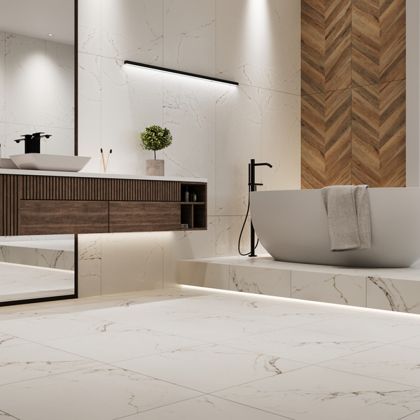 Керамогранит Lavelly Calacatta Palace белый матовый 600х600х8,2 мм (4 ...