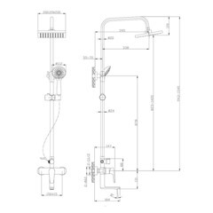 Душевая система Tokito Rain с верхним душем с лейкой с изливом черная (TOK-RAI-1014BL) - фото 20