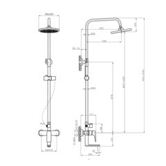 Душевая система Tokito Rain с верхним душем с лейкой с изливом хром (TOK-RAI-1021) - фото 23