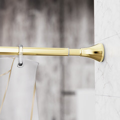 Карниз для ванной 130-240 см телескопический прямой нержавеющая сталь золотой - фото 3