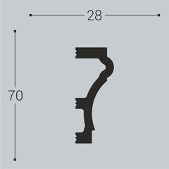 Молдинг из экополимера ударопрочный 70х28х2000 мм под покраску Bello Deco XPS M 7 белый - фото 3