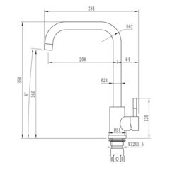 Смеситель для кухни Mixline Mlss сатин с высоким изливом однорычажный (MLSS-0301) - фото 2