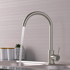 Смеситель для кухни Mixline Mlss сатин с высоким изливом однорычажный (MLSS-0303) - фото 3