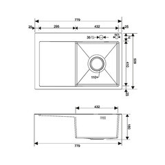Мойка для кухни РМС 51х78х18 см врезная с крылом и дозатором сталь графит (MRK-7851BL-R) - фото 11