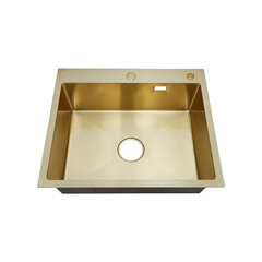 Мойка для кухни РМС 50х60х20 см врезная с коландером и дозатором сталь золото (MR-6050G) - фото 4