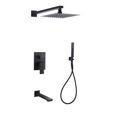 Душевая система РМС Sus встраиваемая с верхним душем с лейкой с изливом черная (SUS129BL-2S)