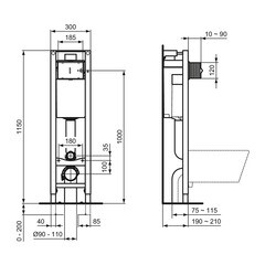 Инсталляция Ideal Standard Prosys Eco Frame для подвесного унитаза узкая без кнопки (E233267) - фото 2
