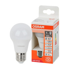 Лампа светодиодная Osram E27 4000К 7 Вт 600 Лм 230 В груша A60 матовая - фото 8