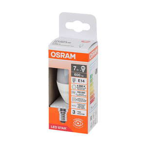 Лампа светодиодная Osram Е14 4000К 7 Вт 600 Лм 230 В свеча матовая — купить в Великом Новгороде: цены, характеристики, отзывы и фото в интернет-магазине Петрович.