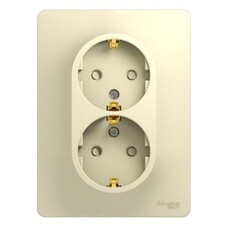 Розетка Systeme Electric Glossa встраиваемая бежевая со шторками с крышкой (GSL000226)
