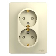 Розетка Systeme Electric Glossa встраиваемая бежевая со шторками с крышкой (GSL000226)