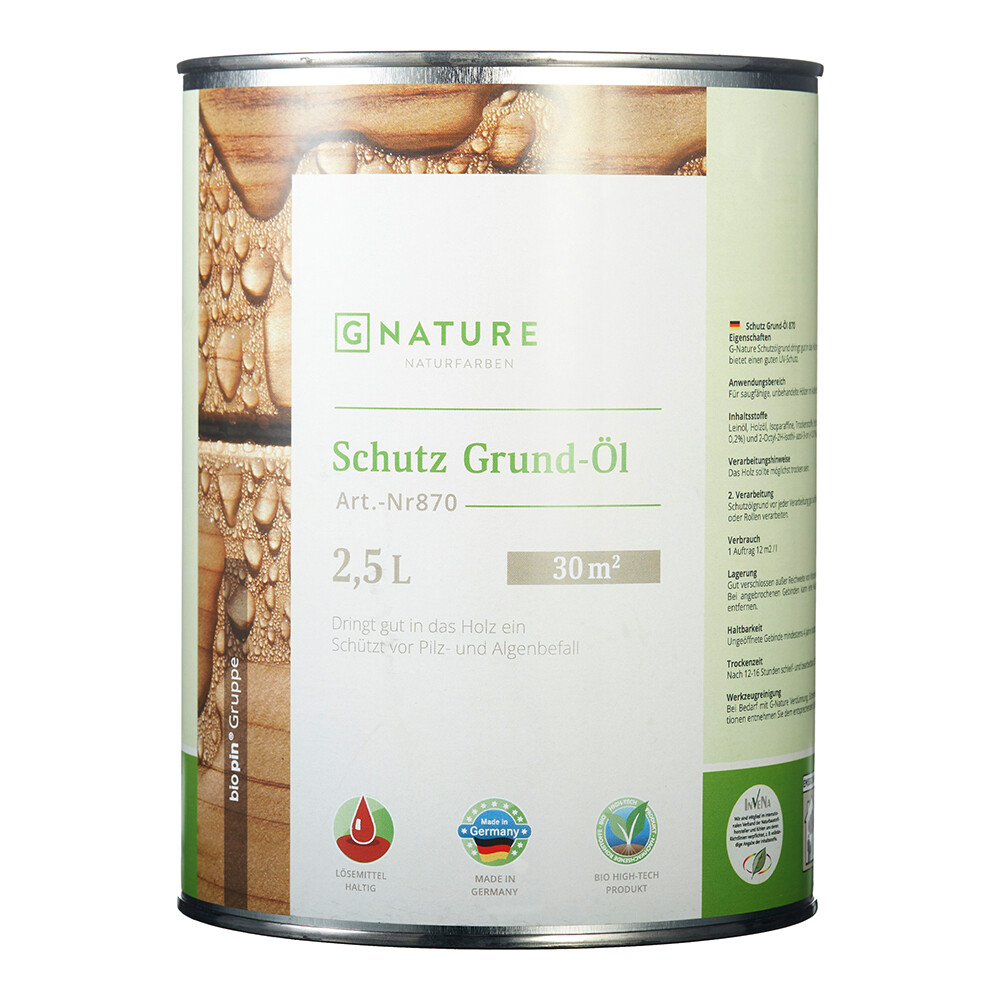 Масло-грунт GNature Schutz Grund-Öl для наружных деревянных поверхностей бесцветный 2,5 л