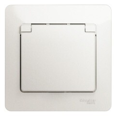 Изображение товара Розетка Systeme Electric Glossa встраиваемая перламутр со шторками с крышкой (GSL000646)