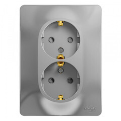 Изображение товара Розетка Systeme Electric Glossa встраиваемая алюминий со шторками (GSL000326)