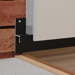 Плинтус алюминиевый напольный черный 55х16,2х2500 мм для скрытого монтажа - фото 2