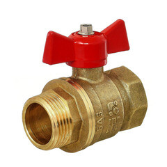 Изображение товара Кран шаровой латунный БАЗ Standart 1/2 ВР(г) х 1/2 НР(ш) проходной бабочка прямой (БАЗ.А31.1.15.40)