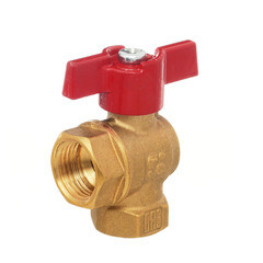 Кран шаровой латунный БАЗ Standart 1/2 ВР(г) х 1/2 ВР(г) проходной бабочка угловой (БАЗ.У.А30.1.15.40) - фото 1