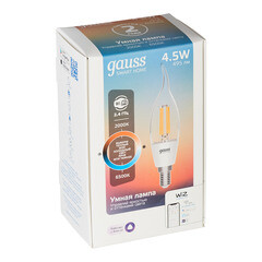 Лампа умная Gauss Smart Home филаментная диммируемая E14 4,5 Вт теплый/холодный 2000-6500 К IP00 свеча на ветру - фото 3