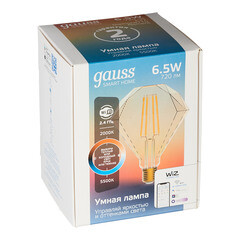 Лампа умная Gauss Smart Home филаментная диммируемая E27 6,5 Вт теплый/холодный 2000-5500 К IP00 кристалл - фото 3