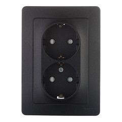 Розетка Systeme Electric Blanca встраиваемая антрацит со шторками (BLNRS001126) - фото 1