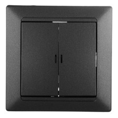 Выключатель Svet Стиль двухклавишный встраиваемый графит с подсветкой (EV 0365-9121) - фото 1