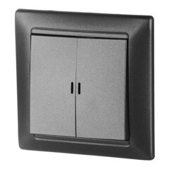 Выключатель Svet Стиль двухклавишный встраиваемый графит с подсветкой (EV 0365-9121) - фото 4