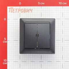 Выключатель Svet Стиль двухклавишный встраиваемый графит с подсветкой (EV 0365-9121) - фото 2