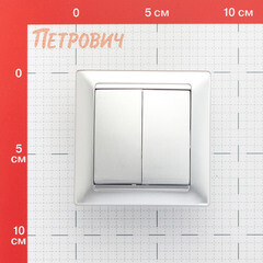 Выключатель Svet Стиль двухклавишный встраиваемый серебро (EV 0365-5128) - фото 2