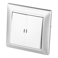 Выключатель Svet Стиль двухклавишный встраиваемый серебро с подсветкой (EV 0365-9128) - фото 4