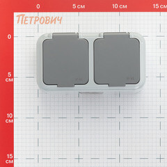 Розетка Svet накладная серая с крышкой (EV 0366-6625) - фото 2