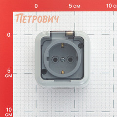 Розетка Svet накладная серая с крышкой (EV 0366-6619) - фото 2