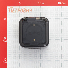 Розетка Svet накладная черная с крышкой (EV 0366-6611) - фото 2