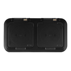 Розетка Svet накладная черная с крышкой (EV 0366-6521) - фото 1