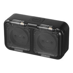 Розетка Svet накладная черная с крышкой (EV 0366-6521) - фото 5