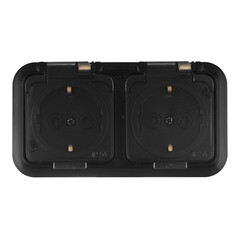 Изображение товара Розетка Svet накладная черная с крышкой (EV 0366-6621)