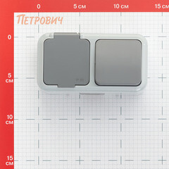 Блок выключатель и розетка Svet одноклавишный открытая установка серый (EV 0367-6125) - фото 2