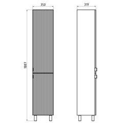 Пенал АСБ-Мебель Дора 35 см напольный правый белый - фото 2