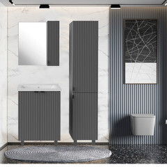 Зеркальный шкаф АСБ-Мебель Дора 60х72х15 см правый серый - фото 3