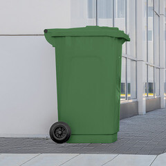 Бак мусорный Элластик-Пласт 240 л пластиковый с крышкой на колесах зеленый - фото 3