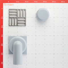 Трап душевой горизонтальный АНИ пласт с гидрозатвором 100х100 мм d50 мм решетка из нержавеющей стали (TA5102) - фото 2