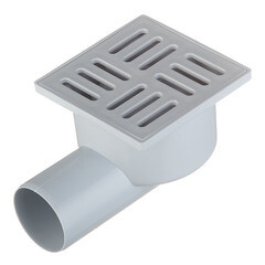 Изображение товара Трап душевой горизонтальный АНИ пласт с гидрозатвором 100х100 мм d50 мм пластиковая решетка (TA5104)