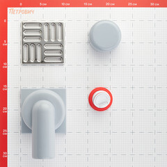 Трап душевой горизонтальный АНИ пласт с сухим затвором 100х100 мм d50 мм решетка из нержавеющей стали (TQ5102) - фото 2