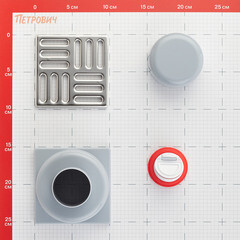 Трап душевой вертикальный АНИ пласт с сухим затвором 100х100 мм d50 мм решетка из нержавеющей стали (TQ5202) - фото 2