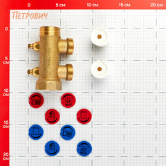 Коллектор Tece 1 ВР(г) х 2 выхода 3/4 НР(ш) ЕК х 1 НР(ш) с запорными вентилями (8730010) - фото 2